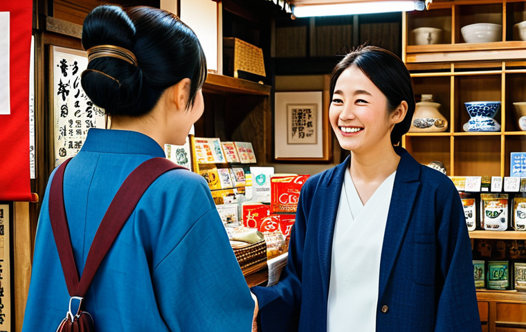 일본어 원어민과 대화하는 법 - Friendly Interaction**
A woman traveler in Japan, wearing modest, comfortable travel clothes, fully...