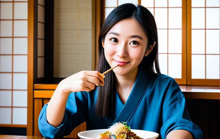 일본어 원어민과 대화하는 법 - Friendly Interaction**

A woman traveler in Japan, wearing modest, comfortable travel clothes, fully...